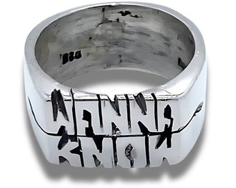 Large Stacked Name Ring, 925 Sterling Silver, (Handmade) Hand Carved, Gift For Her, Him, Mothers, Fathers Day Mod 5210