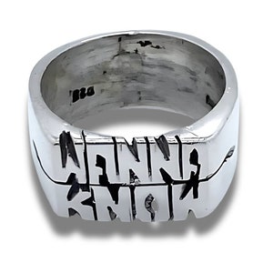 Großer Gestapelter Namensring, 925 Sterling Silber, (Handmade) Hand geschnitzt, Geschenk für Sie, Ihn, Muttertag, Vatertag Mod 5210
