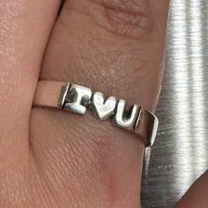 I Love You Ring (Heart In Middle) Silver 925 Hand Carved, Made To Order Custom Crafted, Mothers, Sisters, BFF Gift