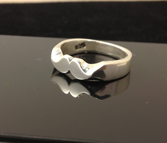 Sterling Silver Cz Moustache Ring – Rhodium Plated, Size 5-9, With Black Leather Gift Box - View #5