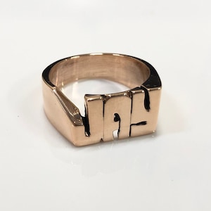Model 1601 Brass hand carved initial ring (any size ) (any letters or numbers or name)