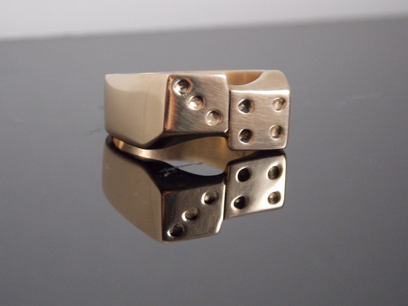 Lucky 7 Dice Ring Hand Made In Solid Brass Made To Order Etsy
