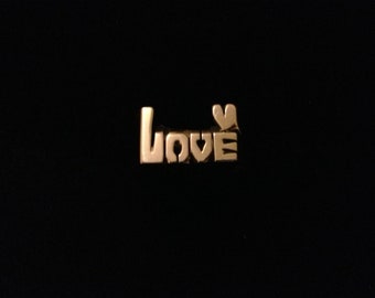 Love With Little Heart In The Corner ( Hand Carved ) Brass ( Any Size )
