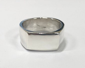 Large Blank 925 Sterling Silver Ring Handmade Polished, Good For Signet, Statement, Minimalist Jewelry
