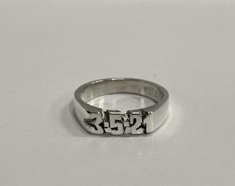 Date Ring Hand Carved 925 Sterling Silver Personalized Custom Made To Order, Anniversary, Birthday Gift