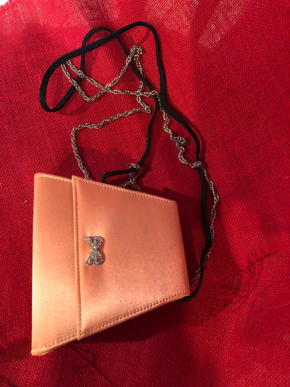 Satin mini purse-peach - image 4