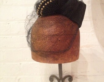 1940s studded black perchy hat