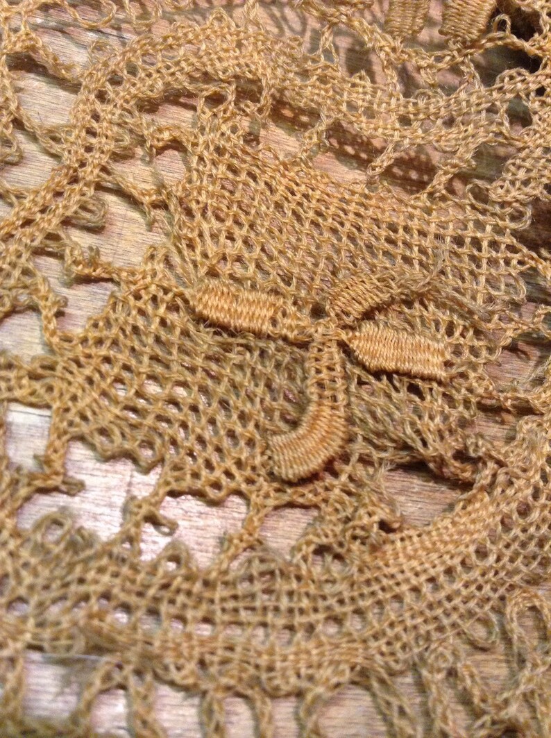 3 yards-Handmade lace cocoa brown Victorian image 5