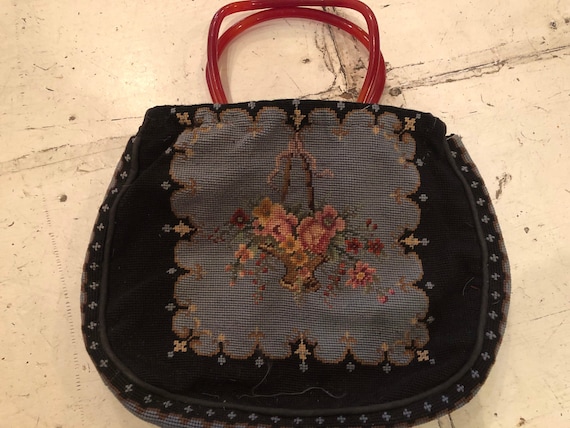 hand embroidered needlework tote - image 1