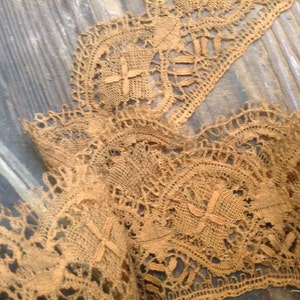 3 yards-Handmade lace cocoa brown Victorian image 3