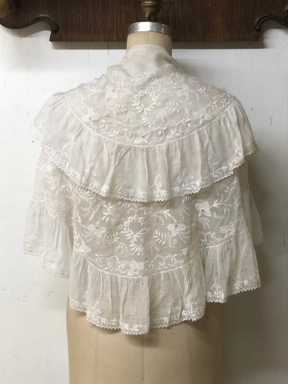 Early 1800's whitework embroidered shawl - image 2