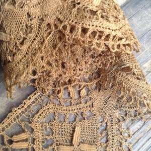 3 yards-Handmade lace cocoa brown Victorian image 4