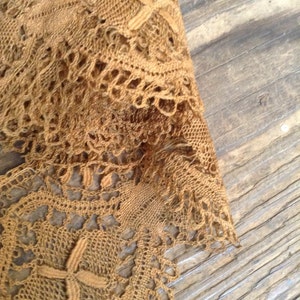 3 yards-Handmade lace cocoa brown Victorian image 1