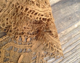 3 yards-Handmade lace- cocoa brown- Victorian