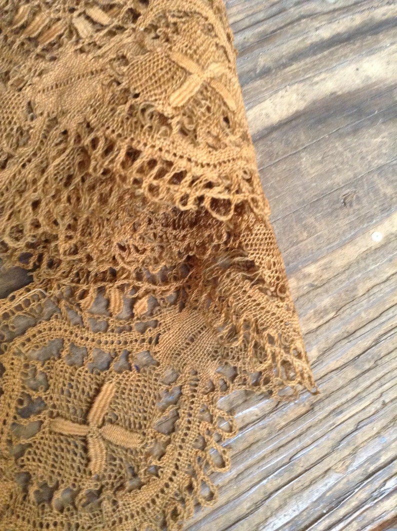 3 yards-Handmade lace cocoa brown Victorian image 1