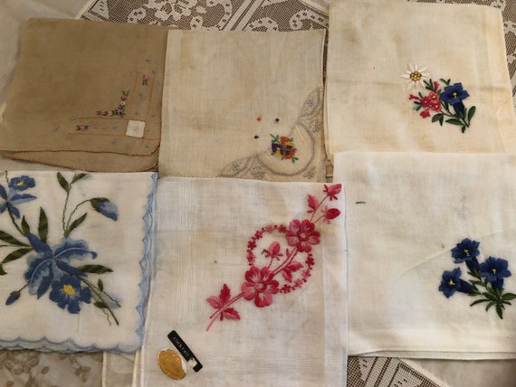 6 Embroidered vintage hanky assortment - image 2