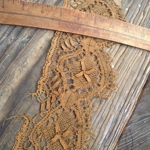 3 yards-Handmade lace cocoa brown Victorian image 2