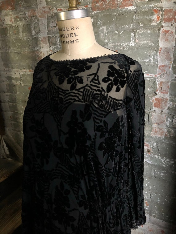 1920's vintage Edwardian Tunic dress-cut-velvet w… - image 1