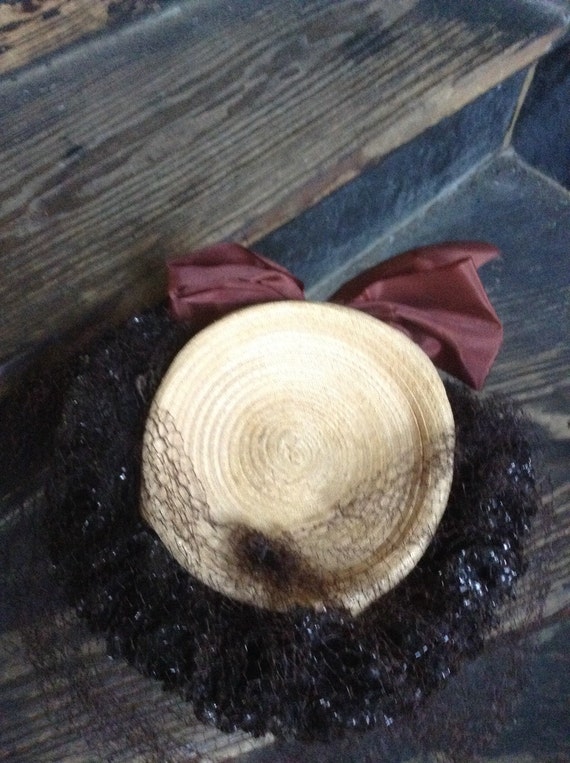 c. 1940 Doll's Hat-perchy- tilt-straw-vintage - image 4