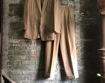 1940s flecked desert sand wool mens suit