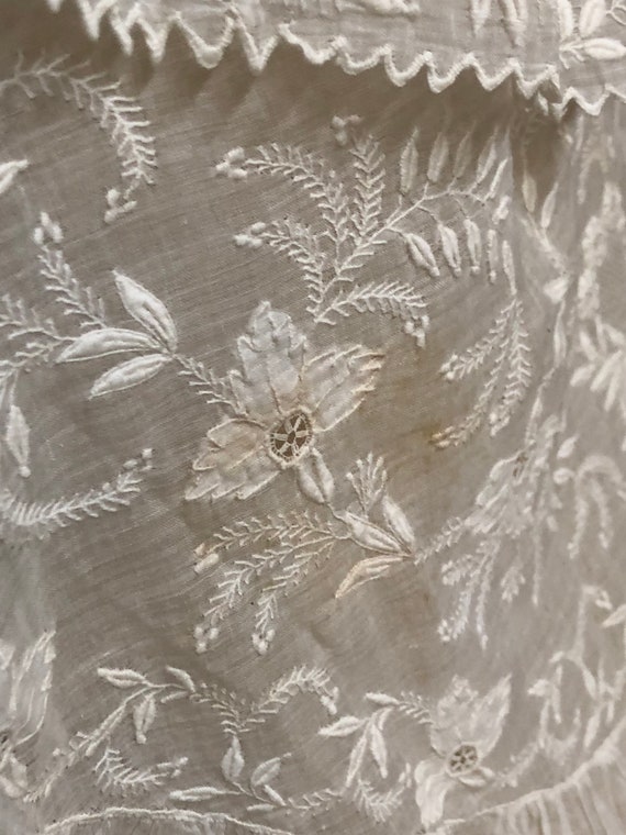 Early 1800's whitework embroidered shawl - image 5