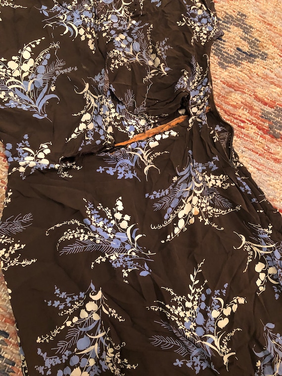 1940’s floral silk crepe dress in pieces - image 3