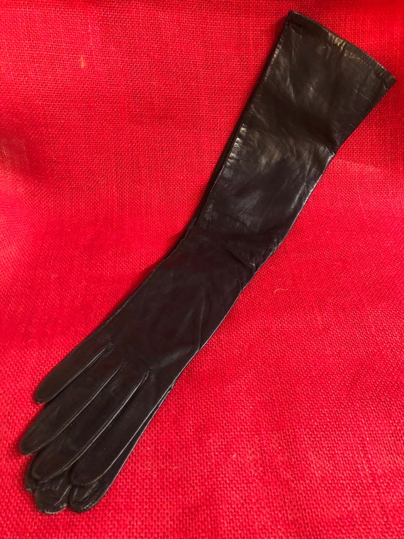 2 pair kid black c. 1950 gloves s6