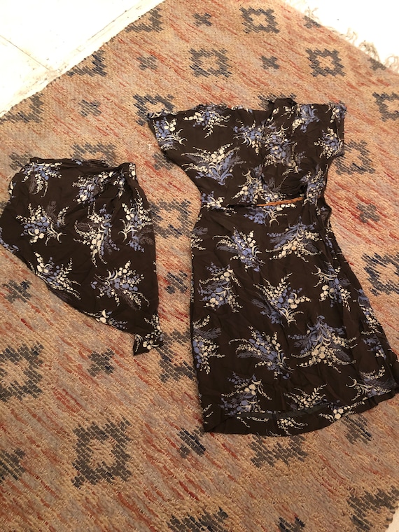 1940’s floral silk crepe dress in pieces - image 1