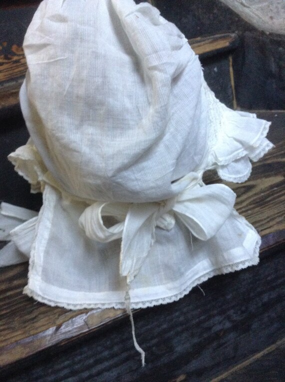 Victorian  Flounced ruffled Bonnet 19th C. vintage - image 4