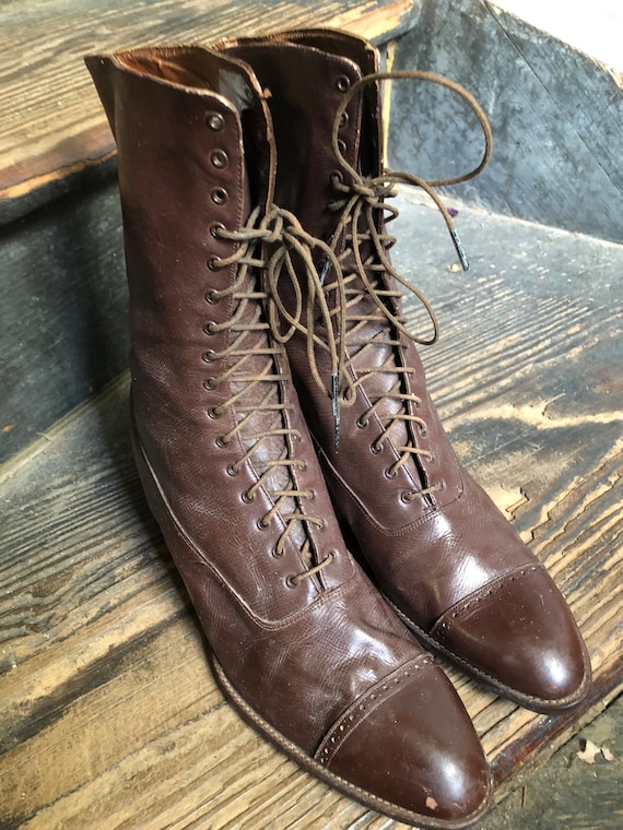 Victorian boots, brown lace up