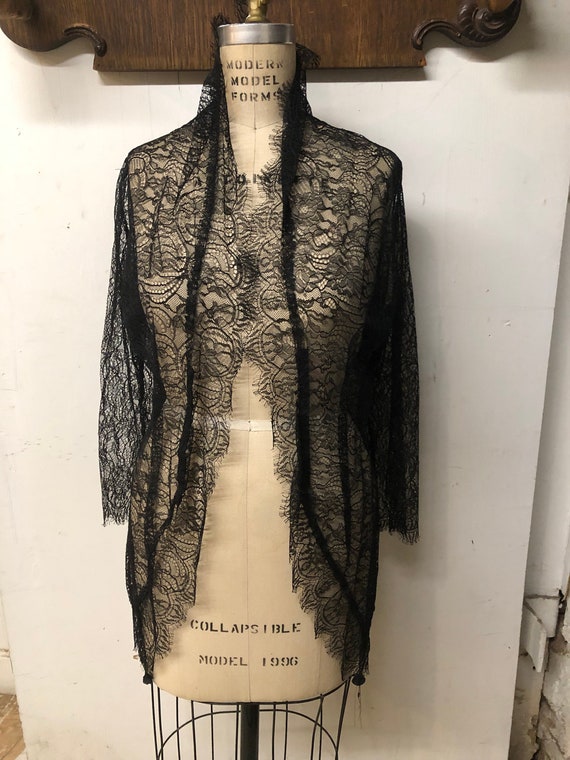 Black silk chantilly lace jacket