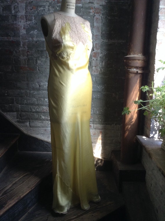 Jean Harlow Yellow Silk Nightgown 1930 vintage