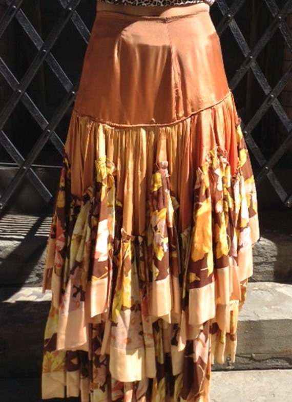 1930's Flounced flamenco Floral Skirt - Vintage - image 2