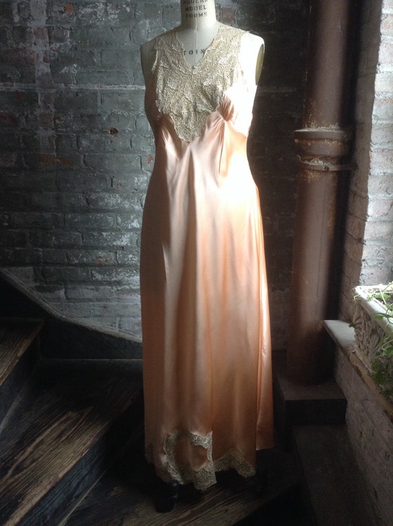 Silk charmeuse peaches and cream vintage nightgown