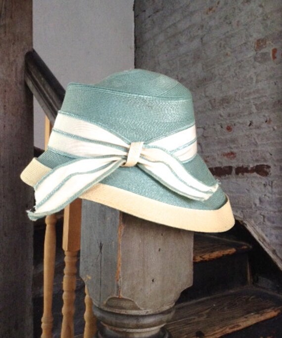 Schiaparelli blue & white hat - Spring / summer ha
