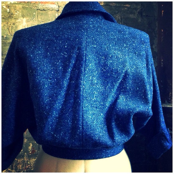 1940's vintage couture=Royal blue wool tweed skir… - image 3