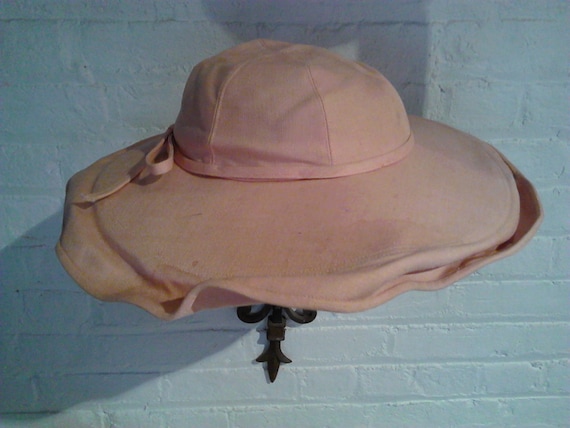 1930's Pink Linen Sunhat for study - image 1