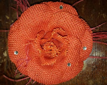 Handmade in NYC Orange Burlap Flower