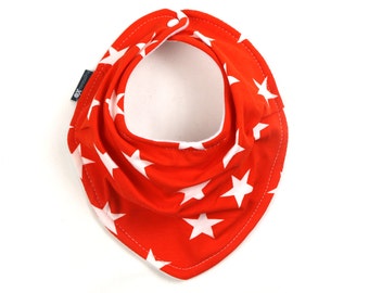 OEKO-Tex certified scarf bib - Orange|White stars - gender neutral - READY to SHIP