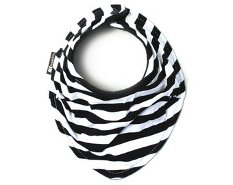 Riley Blake soft cotton jersey knit - Black/White stripes Drool Bib - Infant and/or Toddler Baby scarf - Scarf bib - Gender neutral