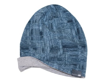 Reversible beanie - aged navy | mustard | grey- slouch beanie - gender neutral - hipster beanie