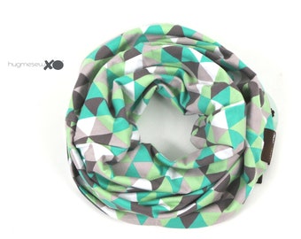 SALE - Cottage triangles - Toddler, Kids infinity scarf, reversible made of soft fabric, gender neutral