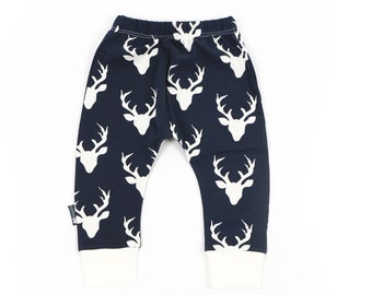 SALE - Buck forest mist baggies - baby leggings - toddler leggings with waistband - Comfy harems for toddlers