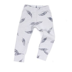 OEKO certified Fabric - grey feathers leggings -  gender neutral - soft and comfortable, minimal wear - Baby girl leggings