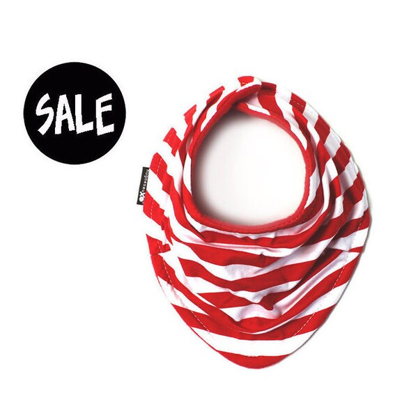 Red and white stripes - Infant and/or Toddler bandana bib - Drool bib - Baby scarf - soft fabric