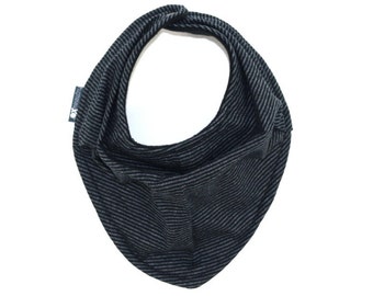 Black|Grey micro Stripes Drool Bib - Infant and/or Toddler Bandanna Bib - READY to SHIP - Gender neutral