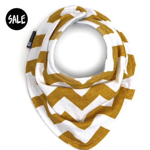 SALE - Mustard and White Chevron, ZigZag - Infant and Toddler Bandanna Bib - Neckerchief - Baby Scarf - Boy or Girl - Ready to ship