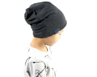 NEW DESIGN - OEKO Tex certified fabric Reversible beanie - Heather charcoal - slouch beanie - gender neutral - hipster beanie