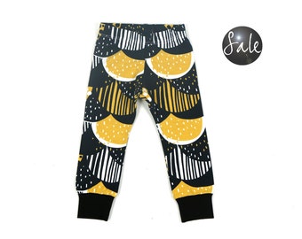 SALE - Mustard and Black ORGANIC baby|toddler leggings - Geometric hipster leggings - Urban baby and toddler - Super soft - READY to ship