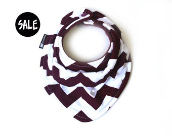 SALE Burgundy/Maroon and White Chevron, ZigZag - Infant and Toddler Bandanna Bib - Neckerchief - Baby Scarf - Boy or Girl - Ready to ship